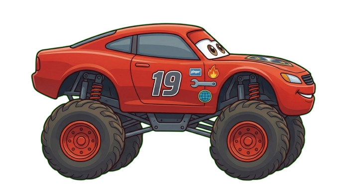 Colorful monster truck with large wheels